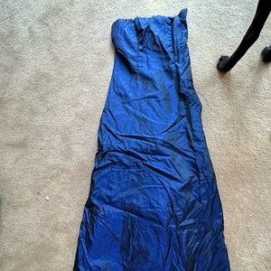 Fairweather Navy Strapless Rhinestone Prom Dress